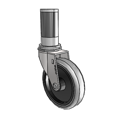 Regent Expanding Adapter Bright Chrome Swivel Caster with 4 x .9375 Grey Thermoplastic Rubber Wheel