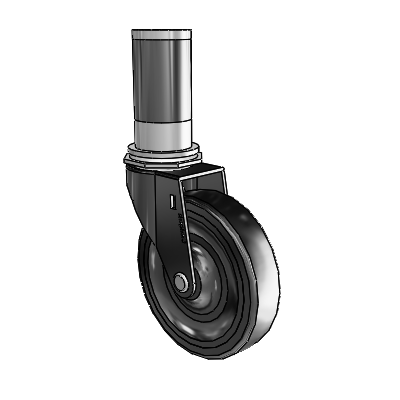 Regent Expanding Adapter Black Oxide Swivel Caster with 4 x .9375 Hard Rubber Wheel