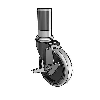Regent Expanding Adapter Black Oxide Swivel Caster with 4 x .9375 Grey Thermoplastic Rubber Wheel Tread Lock (BRK1)