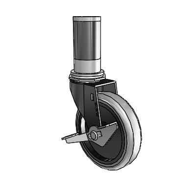 Regent Expanding Adapter Black Oxide Swivel Caster with 4 x .9375 Grey Thermoplastic Rubber Wheel Side