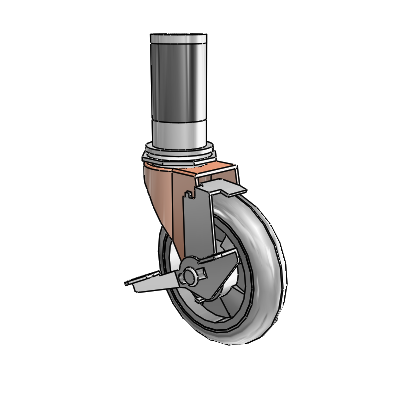 Regent Expanding Adapter Copper Oxide Swivel Caster with 4 x .9375 Grey MonoTech Wheel Tread Lock (BRK1)