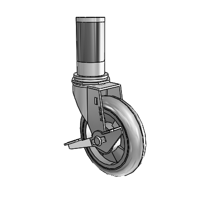 Regent Expanding Adapter Polished Nickel Swivel Caster with 4 x .9375 Grey MonoTech Wheel Side