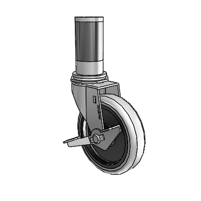 Regent Expanding Adapter Polished Nickel Swivel Caster with 4 x .9375 Grey Thermoplastic Urethane Wheel Side