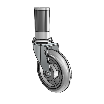 Regent Expanding Adapter Zinc Swivel Caster with 4 x .9375 Grey MonoTech Wheel