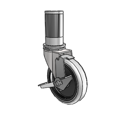 Regent Expanding Adapter Bright Chrome Swivel Caster with 4 x .9375 Grey Thermoplastic Urethane Wheel Tread Lock (BRK1)