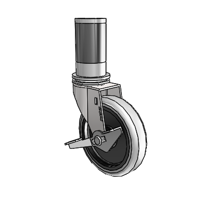 Regent Expanding Adapter Bright Chrome Swivel Caster with 4 x .9375 Grey Thermoplastic Urethane Wheel Side