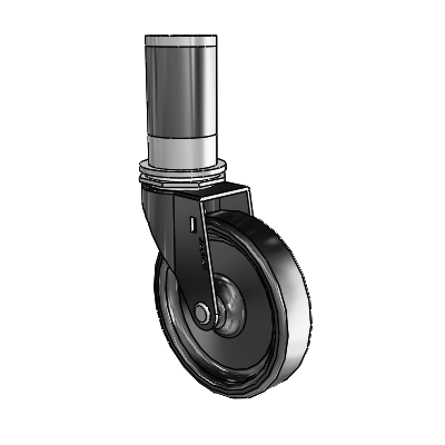 Regent Expanding Adapter Black Oxide Swivel Caster with 4 x .9375 Polyolefin Wheel