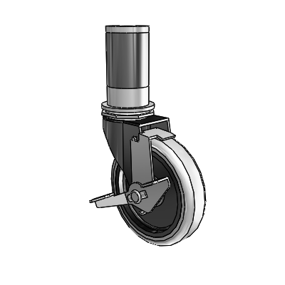 Regent Expanding Adapter Black Oxide Swivel Caster with 4 x .9375 Grey Thermoplastic Urethane Wheel Tread Lock (BRK1)