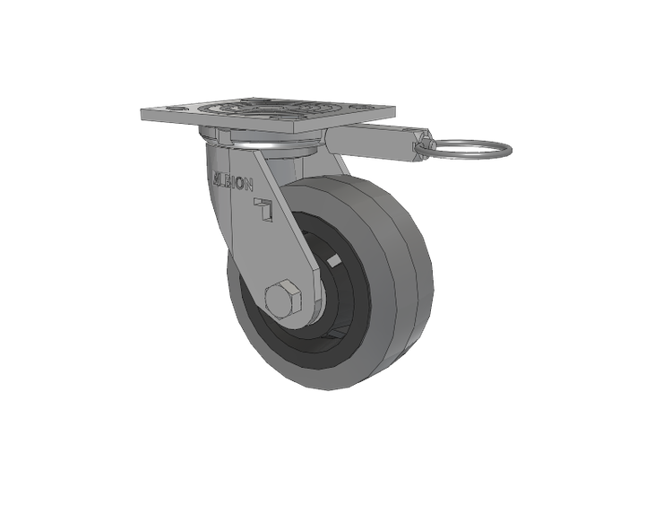 16 Series Top Plate Swivel Caster with 5 x 2 Grey Tread on Grey Core XS - Performa X-tra Soft Rubber (Flat) - Prevenz Antimicrobial Wheel