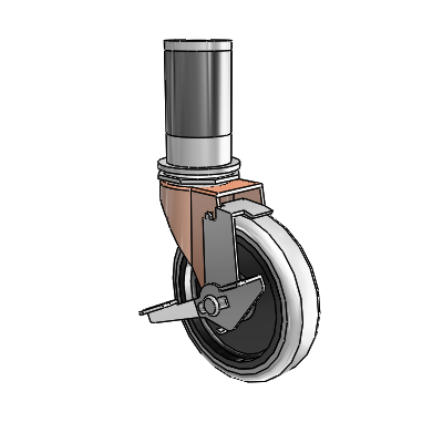 Regent Expanding Adapter Copper Oxide Swivel Caster with 4 x .9375 Grey Thermoplastic Urethane Wheel Tread Lock (BRK1)