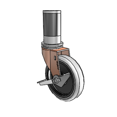 Regent Expanding Adapter Copper Oxide Swivel Caster with 4 x .9375 Grey Thermoplastic Urethane Wheel Side