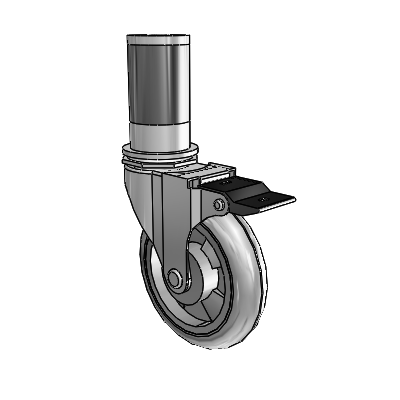 Regent Expanding Adapter Polished Nickel Swivel Caster with 4 x .9375 Grey MonoTech Wheel Top Lock