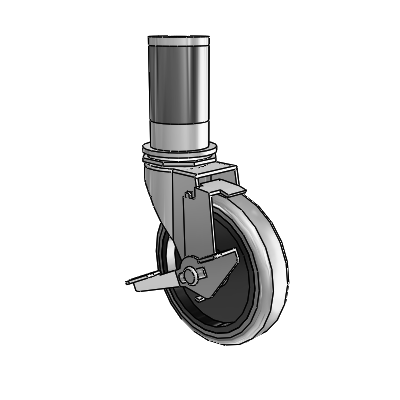Regent Expanding Adapter Polished Nickel Swivel Caster with 4 x .9375 Grey Thermoplastic Rubber Wheel Tread Lock (BRK1)