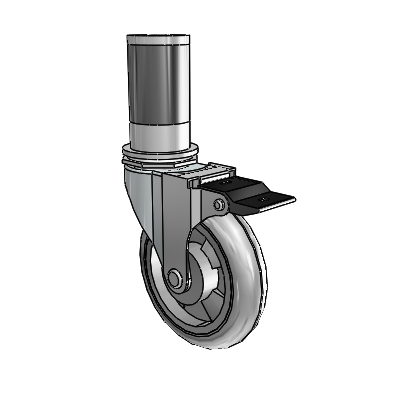 Regent Expanding Adapter Zinc Swivel Caster with 4 x .9375 Grey MonoTech Wheel Top Lock