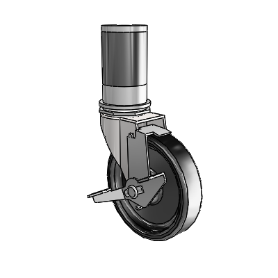 Regent Expanding Adapter Bright Chrome Swivel Caster with 4 x .9375 Black Polyolefin Wheel Tread Lock (BRK1)
