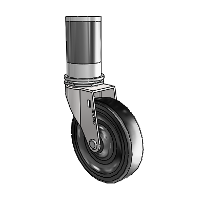 Regent Expanding Adapter Bright Chrome Swivel Caster with 4 x .9375 Black Soft Rubber Wheel