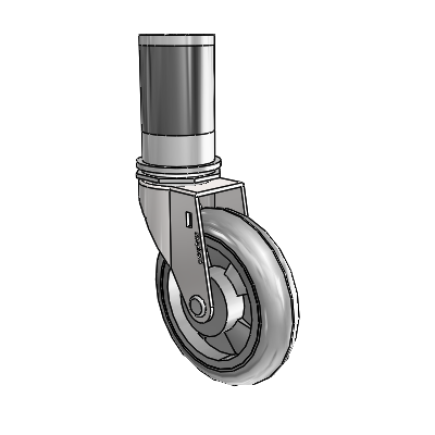 Regent Expanding Adapter Bright Chrome Swivel Caster with 4 x .9375 Grey MonoTech Wheel