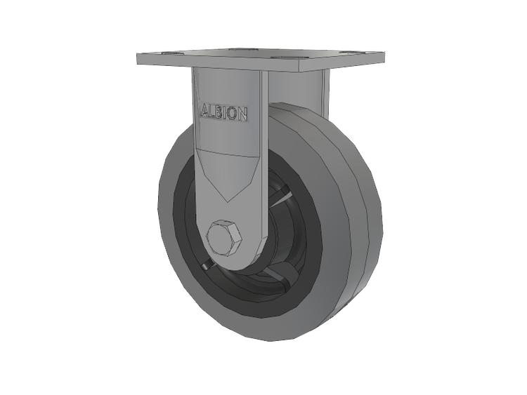 16 Series Top Plate Rigid Caster with 6 x 2 Grey Tread on Grey Core XS - Performa X-tra Soft Rubber (Flat) - Prevenz Antimicrobial Wheel