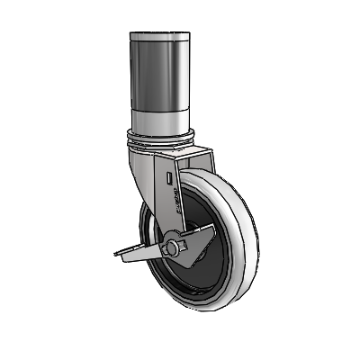 Regent Expanding Adapter Bright Chrome Swivel Caster with 4 x .9375 Grey Thermoplastic Urethane Wheel Side