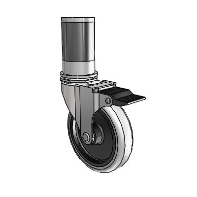 Regent Expanding Adapter Bright Chrome Swivel Caster with 4 x .9375 Grey Thermoplastic Urethane Wheel Top Lock