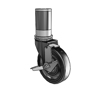 Regent Expanding Adapter Black Oxide Swivel Caster with 4 x .9375 Soft Rubber Wheel Tread Lock (BRK1)