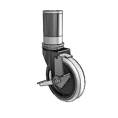 Regent Expanding Adapter Black Oxide Swivel Caster with 4 x .9375 Grey Thermoplastic Urethane Wheel Tread Lock (BRK1)