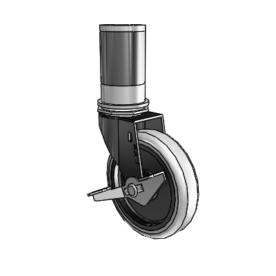 Regent Expanding Adapter Black Oxide Swivel Caster with 4 x .9375 Grey Thermoplastic Urethane Wheel Side