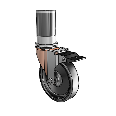Regent Expanding Adapter Copper Oxide Swivel Caster with 4 x .9375 Black Polyolefin Wheel Top Lock