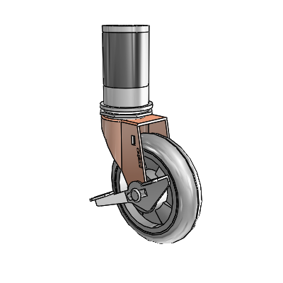 Regent Expanding Adapter Copper Oxide Swivel Caster with 4 x .9375 Grey MonoTech Wheel Side