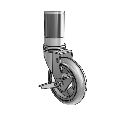 Regent Expanding Adapter Polished Nickel Swivel Caster with 4 x .9375 Grey MonoTech Wheel Side