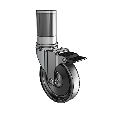 Regent Expanding Adapter Zinc Swivel Caster with 4 x .9375 Black Polyolefin Wheel Top Lock