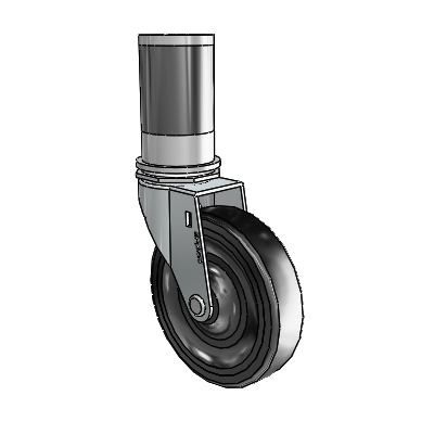 Regent Expanding Adapter Zinc Swivel Caster with 4 x .9375 Black Hard Rubber Wheel