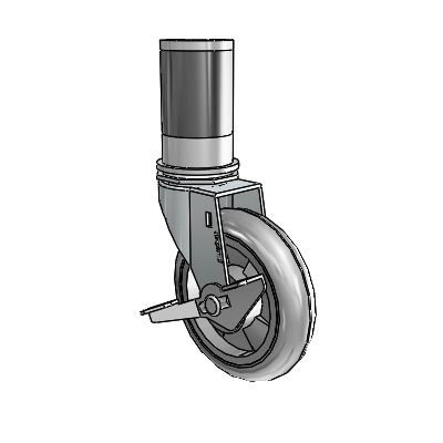 Regent Expanding Adapter Zinc Swivel Caster with 4 x .9375 Grey MonoTech Wheel Side