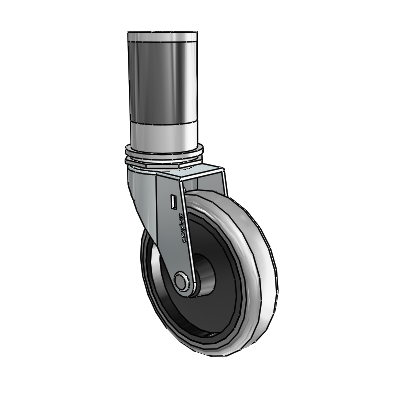 Roulette pivotante Regent à adaptateur extensible en zinc, équipée de 4 roues en caoutchouc thermoplastique gris de 0,9375