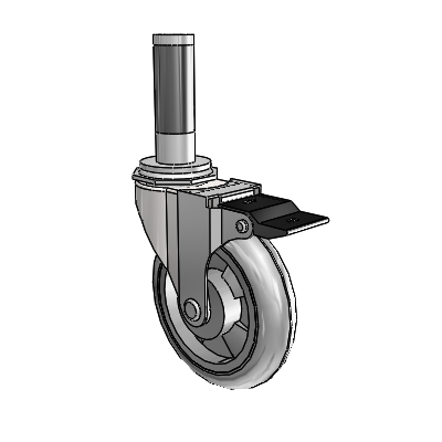 Regent Expanding Adapter Bright Chrome Swivel Caster with 4 x .9375 Grey MonoTech Wheel Top Lock