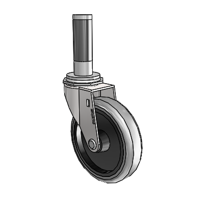 Regent Expanding Adapter Bright Chrome Swivel Caster with 4 x .9375 Grey Thermoplastic Rubber Wheel