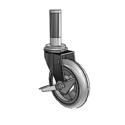 Regent Expanding Adapter Black Oxide Swivel Caster with 4 x .9375 Grey MonoTech Wheel Side