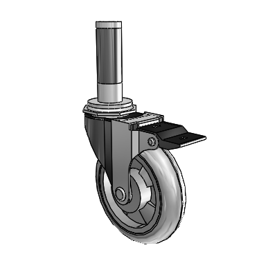 Regent Expanding Adapter Black Oxide Swivel Caster with 4 x .9375 Grey MonoTech Wheel Top Lock