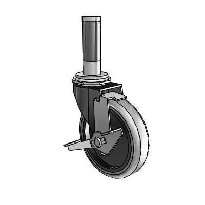 Regent Expanding Adapter Black Oxide Swivel Caster with 4 x .9375 Grey Thermoplastic Rubber Wheel Tread Lock (BRK1)