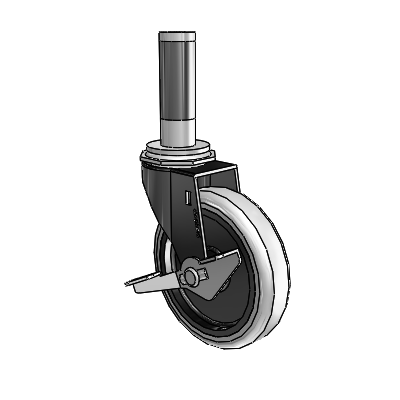 Regent Expanding Adapter Black Oxide Swivel Caster with 4 x .9375 Grey Thermoplastic Urethane Wheel Side