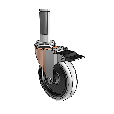 Regent Expanding Adapter Copper Oxide Swivel Caster with 4 x .9375 Grey Thermoplastic Urethane Wheel Top Lock
