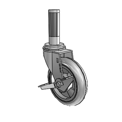 Regent Expanding Adapter Polished Nickel Swivel Caster with 4 x .9375 Grey MonoTech Wheel Side