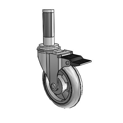 Regent Expanding Adapter Polished Nickel Swivel Caster with 4 x .9375 Grey MonoTech Wheel Top Lock