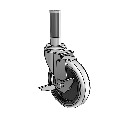 Regent Expanding Adapter Polished Nickel Swivel Caster with 4 x .9375 Grey Thermoplastic Urethane Wheel Tread Lock (BRK1)