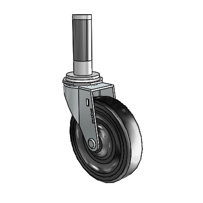 Roulette pivotante Regent à adaptateur extensible en zinc, équipée de 4 roues en caoutchouc dur noir de 0,9375