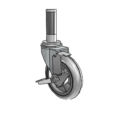 Regent Expanding Adapter Zinc Swivel Caster with 4 x .9375 Grey MonoTech Wheel Tread Lock (BRK1)