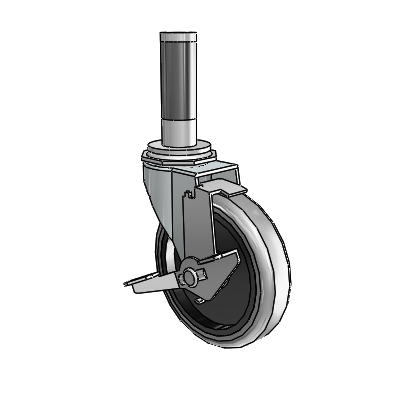 Regent Expanding Adapter Zinc Swivel Caster with 4 x .9375 Grey Thermoplastic Rubber Wheel Tread Lock (BRK1)