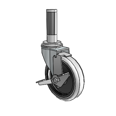 Regent Expanding Adapter Zinc Swivel Caster with 4 x .9375 Grey Thermoplastic Urethane Wheel Tread Lock (BRK1)