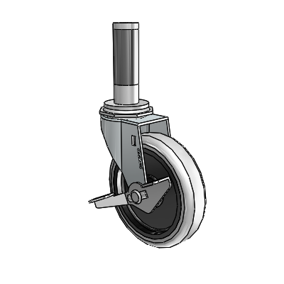 Regent Expanding Adapter Zinc Swivel Caster with 4 x .9375 Grey Thermoplastic Urethane Wheel Side