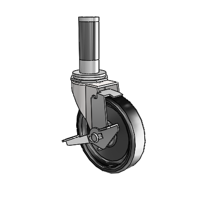 Regent Expanding Adapter Bright Chrome Swivel Caster with 4 x .9375 Black Polyolefin Wheel Tread Lock (BRK1)